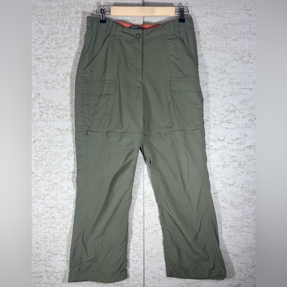 L.L. BEAN Women's Green Nylon Convertible Zip Pants/Shorts Size 10 Hiking Camp - Picture 1 of 9